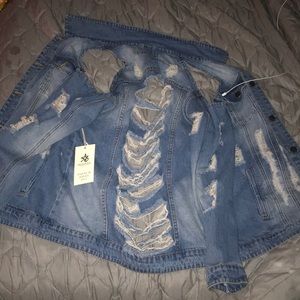 Blue Denim Ripped Jean Jacket
